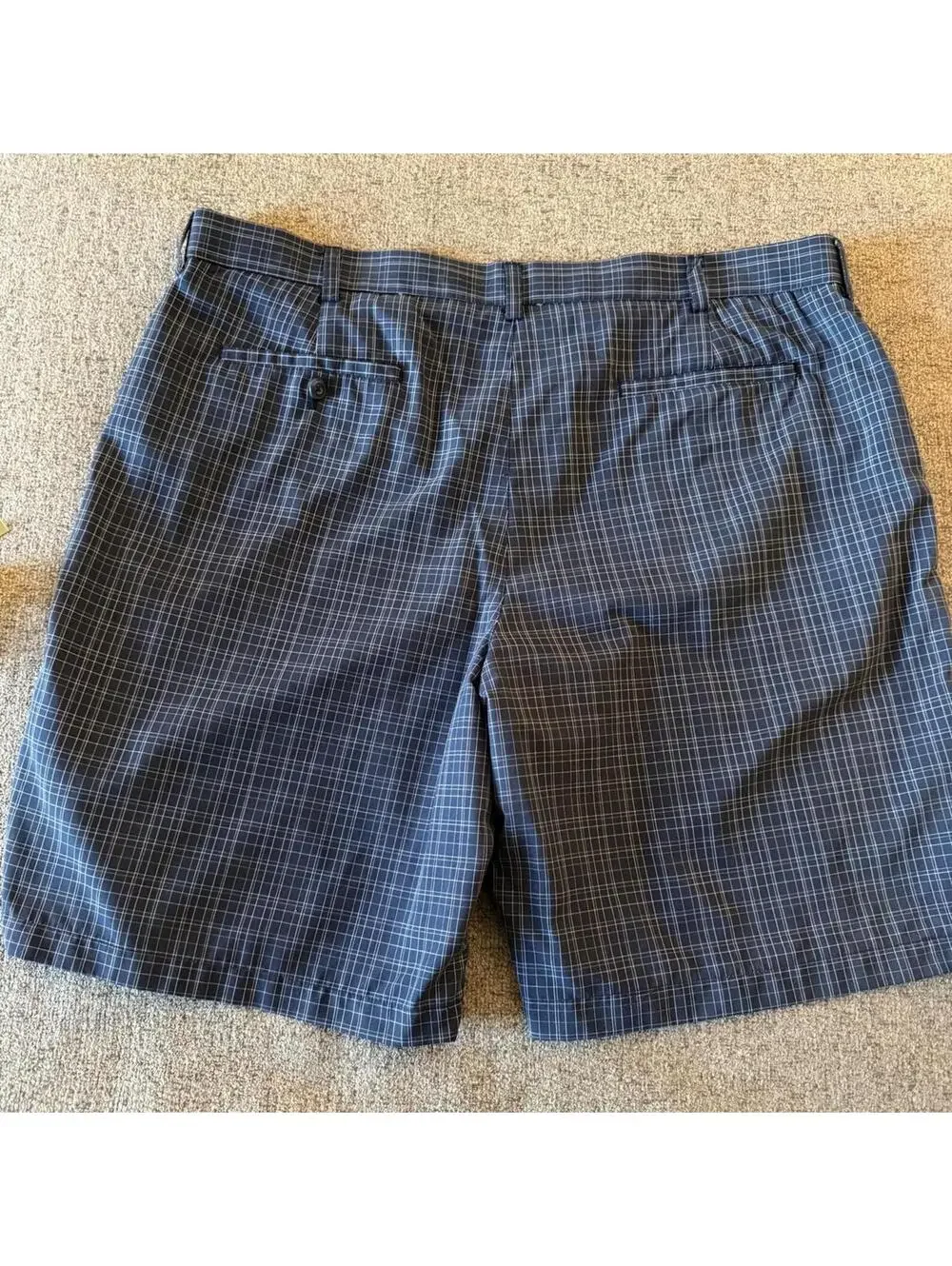 PGA TOUR Men's 40 Blue Plaid Golf Shorts Polyester Flat‎ Front